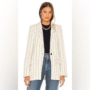 Bardot Ecru Cream Pinstriped Cotton Blazer